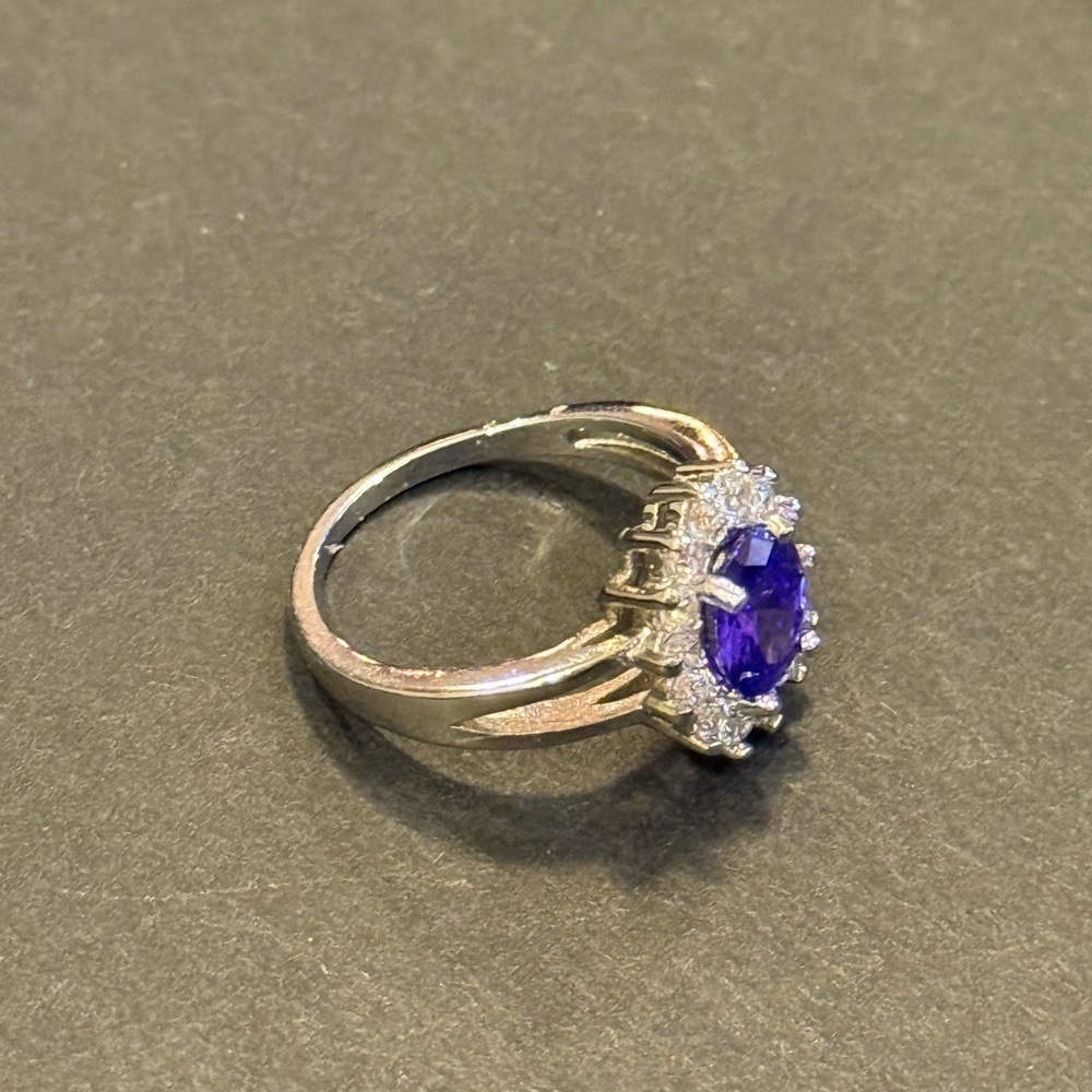 Sterling Silver Purple Halo Ring - Picture 5 of 10